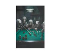 Retro Abstract Dark Gothic Zombie Playing Billiards Art Print Canvas Poster Bedroom Decor Landscape Office Room Decor Gift 16x24inch(40x60cm)
