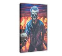 Retro Abstract Dark Gothic Zombie Skull Bowling Art Print Canvas Poster Bedroom Decor Landscape Office Room Decor Gift 16x24inch(40x60cm)