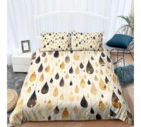 Retro Abstract Double Duvet Cover Water Drops Bedding Sets Soft Breathable Microfiber 3D Quilt Cover 200x200 cm with Zipper Closure and 2 Pillowcases b-3972
