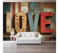 Retro Abstract English Letters Print Photo Wallpaper, Luxury Color Non-Woven Wall Mural Decoration Picture Design Modern - 250 x 175 cm（WxH Mural for Living Room Kids Bedroom