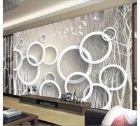 Retro Abstract Forest Circle Flying Bird 3D Wallpaper Premium Textured Silk Study Dining Living Room Bedroom Sofa TV Wall Easy Install-350cm×256cm