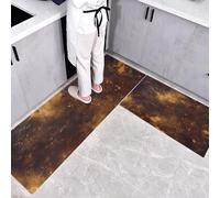 Retro Abstract Garbage texture Kitchen Rugs Set Of 2 Anti Fatigue Kitchen Floor Mat, For Home Decoration Office Waterproof Non Slip Rug Set Comfort Standing 40x60+40x120cm