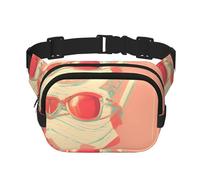 Retro Abstract Shades Square Double-Layer Waist Bag for Outdoor Activities Such as Sports, Travel, Hiking, Cycling
