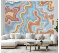 Retro Abstract Tapestry, Wavy Striped Tapestry Wall Hanging for Bedroom Aesthetic, Blue Tapestries Wall Art, for Living Room Nursery Dorm Decor - 150x100cm