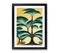 Retro Abstract Tree No.3 Framed Print | A4 Black Framed Wall Art | Ready to Hang | Retro Floral Picture | Living Room Bedroom Lounge Office