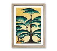 Retro Abstract Tree No.3 Framed Print for Living Room Bedroom Home Office Décor, Wall Art Picture Ready to Hang, Oak A4 Frame (34 x 25 cm)
