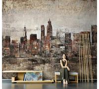Retro Abstract Urban Architecture Art Individuality 3D Wallpaper Easy Install Feature Office Living Room Sofa Bedroom TV Background Wall Decoration-400cm×280cm