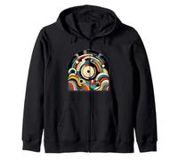 Retro Abstract Vinyl Record Bauhaus Geometric Music Art Zip Hoodie