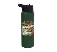 Retro Acadia National Park Vintage Style Maine Shore Stainless Steel Insulated Water Bottle