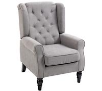 HOMCOM Accent Armchair Home Furniture Tufted Club Wood Fabric in Grey HOMCOM Grey