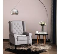 HOMCOM Accent Armchair Retro Tufted Club Wood Fabric - Grey - Fabric, Wood, Sponge
