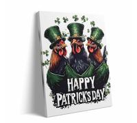 Retro Adult Puzzle 1000 Pieces St. Patrick's Day Funny Green Hat Rooster Shamrock St. Patrick's Day as a Gift for The Family Farmhouse