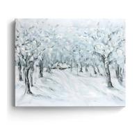Retro Adult Puzzle 500 Pieces Christmas Snowy Winter Cottage Scene with Frosted Trees Country Holiday Festive Seasonal