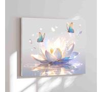 Retro Adult Puzzle 500 Pieces Gray Zen Vintage Butterfly and White Flowers Blooming in Water Modern Home Decoration Fun Birthday Gift