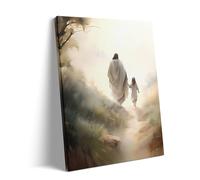 Retro Adult Puzzle 500 Pieces Jesus Holding Child's Hand Spiritual Illustration Christian Faith Religion Vintage