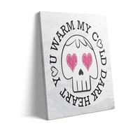 Retro Adult Puzzle 500 Pieces Valentine's Day You Warm My Cold Dark Heart Skull Pattern with Heart Shaped Eyes Fun Gothic Love Theme Romantic Gift for Family Valentine's Day