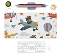 Retro Aeroplanes Desk Pad Long Mouse Mats for Desk with Non-Slip Rubber Base Smooth Face Big Mouse Pad 80X40 CM Gaming Mousemat Office Accessories for Gift Mousepads School Home Office Gaming