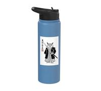 Retro Aesthetic Japanese Ink Brush Samurai Warrior Barn Owl Stainless Steel Insulated Water Bottle