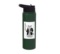 Retro Aesthetic Japanese Ink Brush Samurai Warrior Barn Owl Stainless Steel Insulated Water Bottle