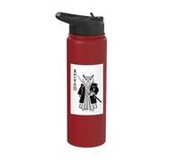 Retro Aesthetic Japanese Ink Brush Samurai Warrior Barn Owl Stainless Steel Insulated Water Bottle