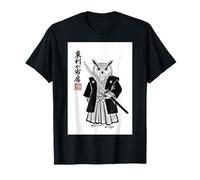 Retro Aesthetic Japanese Ink Brush Samurai Warrior Barn Owl T-Shirt