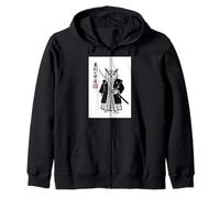 Retro Aesthetic Japanese Ink Brush Samurai Warrior Barn Owl Zip Hoodie
