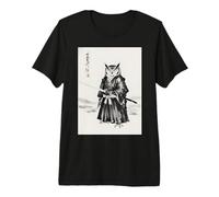 Retro Aesthetic Japanese Ink Brush Sumi-e Warrior Barn Owl Premium T-Shirt
