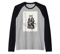 Retro Aesthetic Japanese Ink Brush Sumi-e Warrior Barn Owl Raglan Baseball Tee