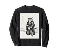 Retro Aesthetic Japanese Ink Brush Sumi-e Warrior Barn Owl Sweatshirt