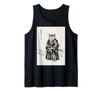 Retro Aesthetic Japanese Ink Brush Sumi-e Warrior Barn Owl Tank Top