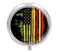 Retro African American Flag Pill Box 3 Compartment Small Portable Medicine Case Pill Organizer for Pocket Purse