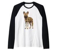 Retro African Wild Dog Lover Safari Nature Art Raglan Baseball Tee