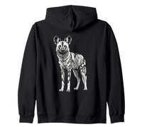 Retro African Wild Dog Lover Safari Nature Art Zip Hoodie