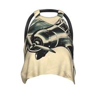 Retro Airplane Baby Car Seat Canopy Cover, Multi Use Breathable Nursing Breastfeeding Covers for Mom Soft Stroller Sun Shade Newborn Shower Gift