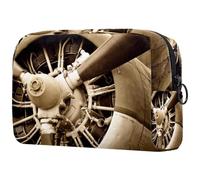 Retro Airplane Propeller Cosmetic Bag for Women, Travel Toiletries Bags Large Makeup Handy Pouch Organiser Bag with Zipper