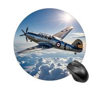 Retro Airplane Round Mouse Pad 7.8 Inch, Portable Gaming Mouse Mat with Non-Slip Rubber Base & Smooth Surface, Waterproof Mousepad for PC, Laptop, Computer, Office, Home