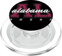 Retro Alabama Cheer Pink Leopard Collegiate State Art PopSockets PopGrip for MagSafe