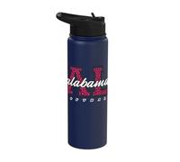 Retro Alabama Softball Pink Leopard Collegiate State Art Stainless Steel Insulated Water Bottle