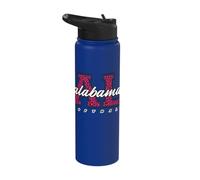 Retro Alabama Softball Pink Leopard Collegiate State Art Stainless Steel Insulated Water Bottle