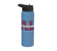 Retro Alabama Softball Pink Leopard Collegiate State Art Stainless Steel Insulated Water Bottle