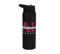 Retro Alabama Softball Pink Leopard Collegiate State Art Stainless Steel Insulated Water Bottle