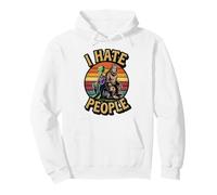 Retro Alien and Bigfoot Hate People Meme Pullover Hoodie