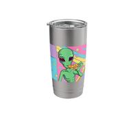 Retro Alien Eating Pizza Funny Space Extraterrestrial Aliens Stainless Steel Insulated Tumbler