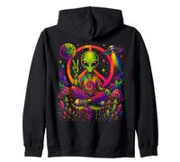 Retro Alien UFO Space Art Vintage Style Design Zip Hoodie