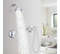 Retro All-Copper Concealed Shower Set with Rotatable Top Spray Into The Wall Dual-Function Silicone Anti-Blocking Chrome-Plated Wall-Mounted Shower Set
