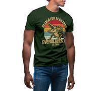 Retro Alligator Alcatraz Everglades Florida Men's Military Green T-Shirt Size XL