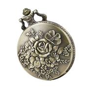 Retro Alloy Pocket Watch with Small Rose Pattern Coffee Finish | Light-weight, Easy to Carry, Collection or Gift Choice for Teachers and Friends, Christmas Birthday Anniversary Fathers Day