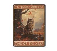 Retro Aluminum Sign It's The Most Wonderful Time Fall Tin Sign Vintage Art Wall Decor Sign for Streets Barbed Wire Fences Forests Gardens Door 12.00"x16.00"
