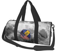 Retro America and Barbados Flag Travel Luggage Duffel Bag Sports Rolling Foldable Duffel Bag, Marbling