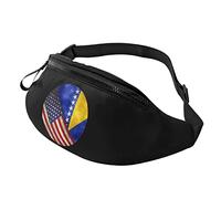 Retro America and Bosnia and Herzegovina Flag Casual Fanny Pack Men's and Women's Leisure Sports Waist Bag Sports Day Exercise Gift